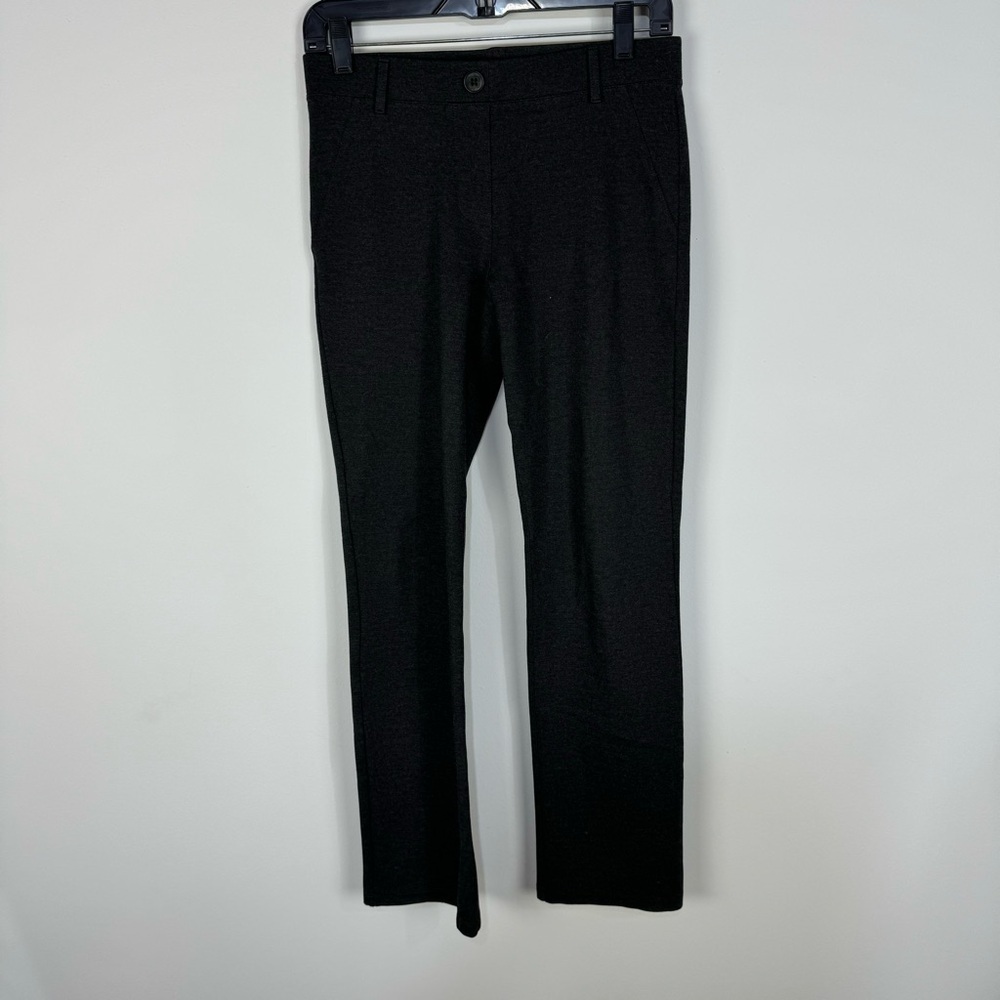 Betabrand dark grey gray straight leg pull on trousers professional office